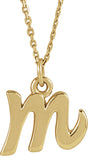 14K Yellow Gold Petite Initial M 16" Necklace
