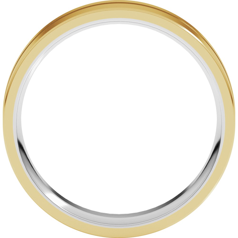 14K White/Yellow 6 mm Grooved Comfort-Fit Flat Band
