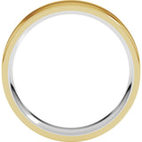 14K White/Yellow 6 mm Grooved Comfort-Fit Flat Band