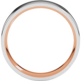 14K Rose/White 6 mm Grooved Comfort-Fit Flat Band