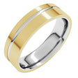 14K White/Yellow 6 mm Grooved Comfort-Fit Flat Band Size 8