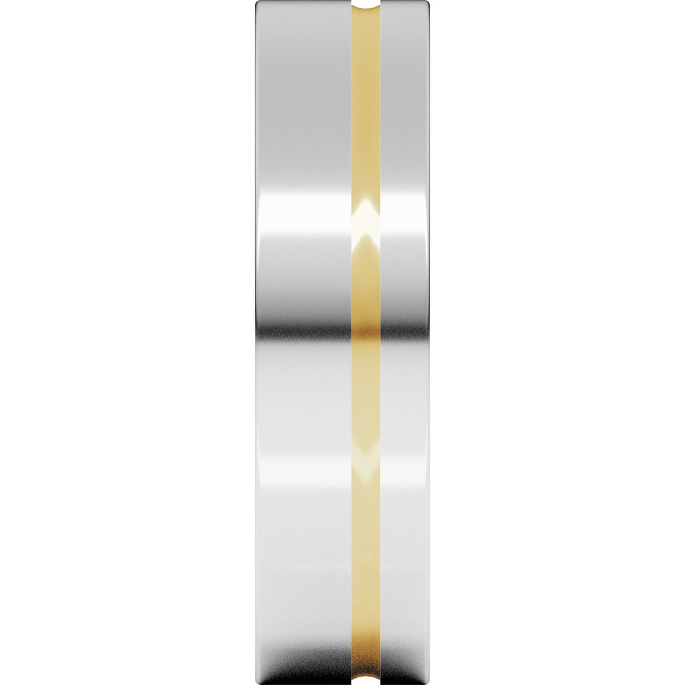 18K Yellow/White 6 mm Grooved Comfort-Fit Flat Band Size 9.5
