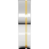 18K Yellow/White 6 mm Grooved Comfort-Fit Flat Band Size 9.5