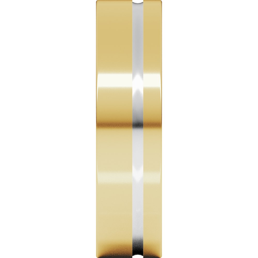 14K White/Yellow 6 mm Grooved Comfort-Fit Flat Band