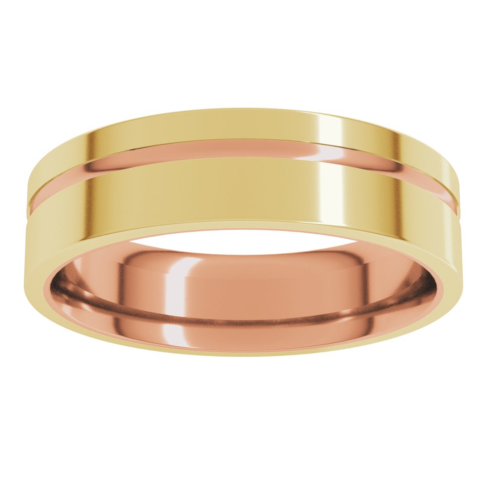 10K Rose/Yellow 6 mm Grooved Comfort-Fit Flat Band Size 8