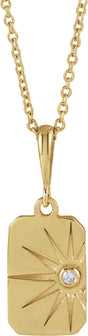 14K Yellow Gold .015 CT Natural Diamond Sun 16-18" Necklace