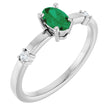 14K White Lab-Grown Emerald & .05 CTW Natural Diamond Ring