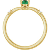 14K Yellow Lab-Grown Emerald & .05 CTW Natural Diamond Ring