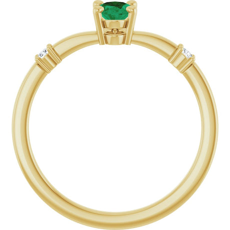 14K Yellow Gold Lab-Grown Emerald & .05 CTW Natural Diamond Ring