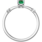 14K White Lab-Grown Emerald & .05 CTW Natural Diamond Ring