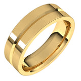 14K Yellow 6 mm Grooved Flat Comfort Fit Band Size 7