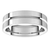 14K White 6 mm Grooved Flat Comfort Fit Band