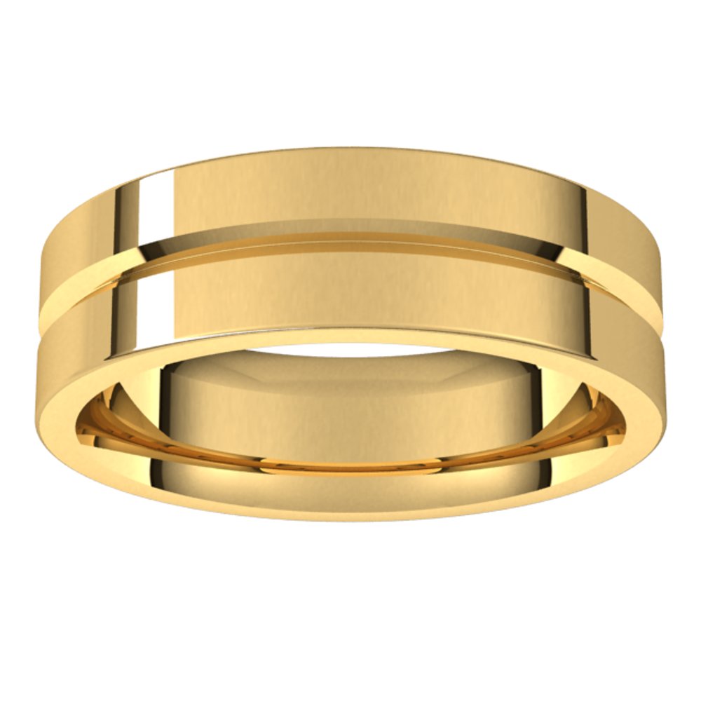 14K Yellow 6 mm Grooved Flat Comfort Fit Band