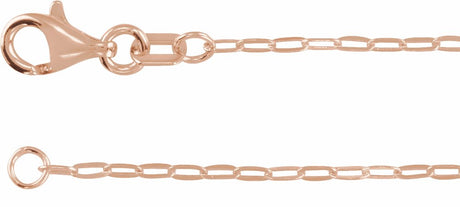 14K Rose Gold 1.25 mm Paperclip-Style 18" Chain