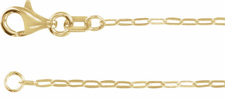 14K Yellow 1.25 mm Paperclip-Style 20" Chain