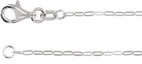 14K White Gold 1.25 mm Paperclip-Style 7" Chain