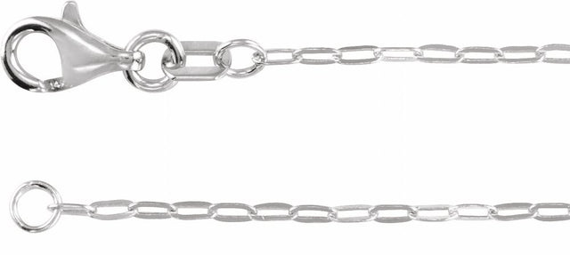 14K White Gold 1.25 mm Paperclip-Style 16" Chain