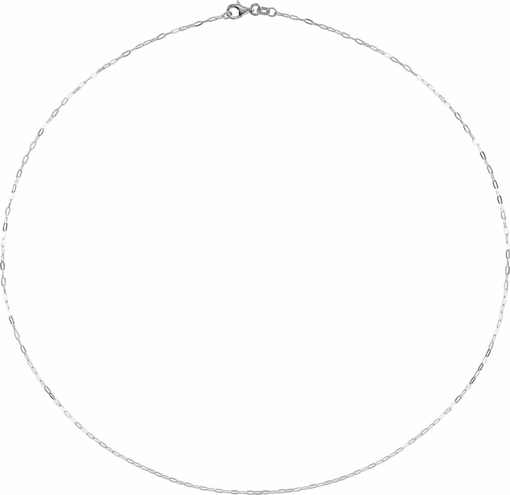 14K White Gold 1.25 mm Paperclip-Style 18" Chain