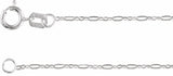 14K White Gold 1.25 mm Figaro 7" Chain
