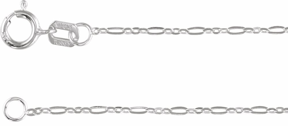 14K White 1.25 mm Figaro 16" Chain