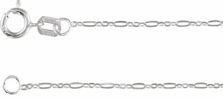 14K White Gold 1.25 mm Figaro 16" Chain