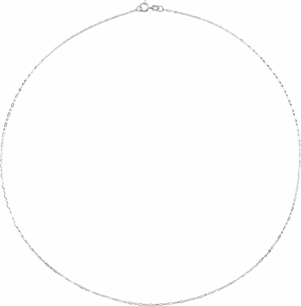 14K White Gold 1.25 mm Figaro 7" Chain