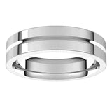 14K White 5 mm Grooved Comfort-Fit Flat Band Size 8
