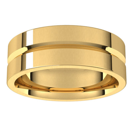 14K Yellow 7 mm Grooved Comfort-Fit Flat Band Size 10