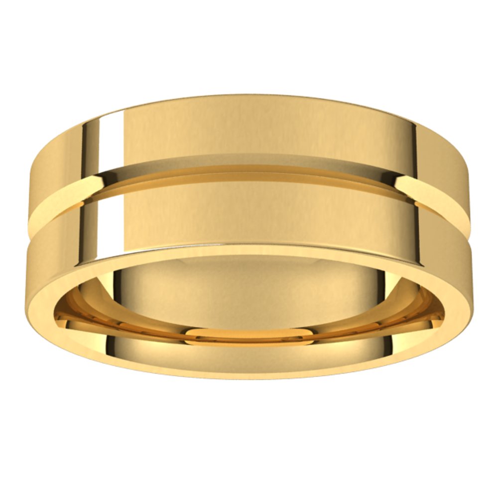 10K Yellow 7 mm Grooved Comfort-Fit Flat Band Size 8