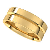 14K Yellow 7 mm Grooved Comfort-Fit Flat Band