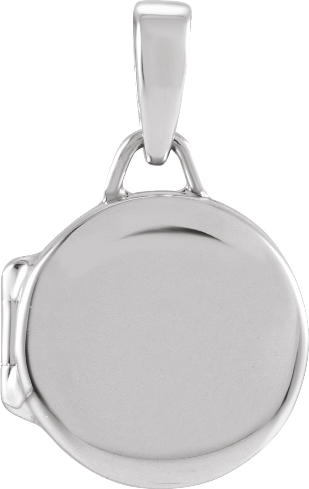 14K White Gold Round Locket Pendant