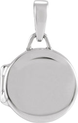 14K White Gold Round Locket Pendant