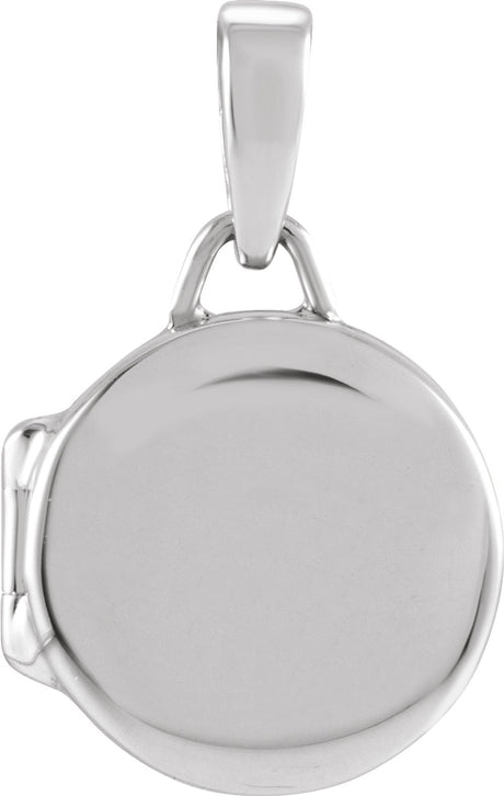 14K White Gold Round Locket Pendant