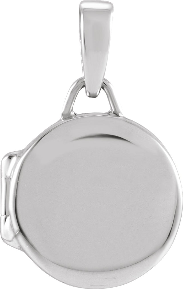 14K White Gold Round Locket Pendant