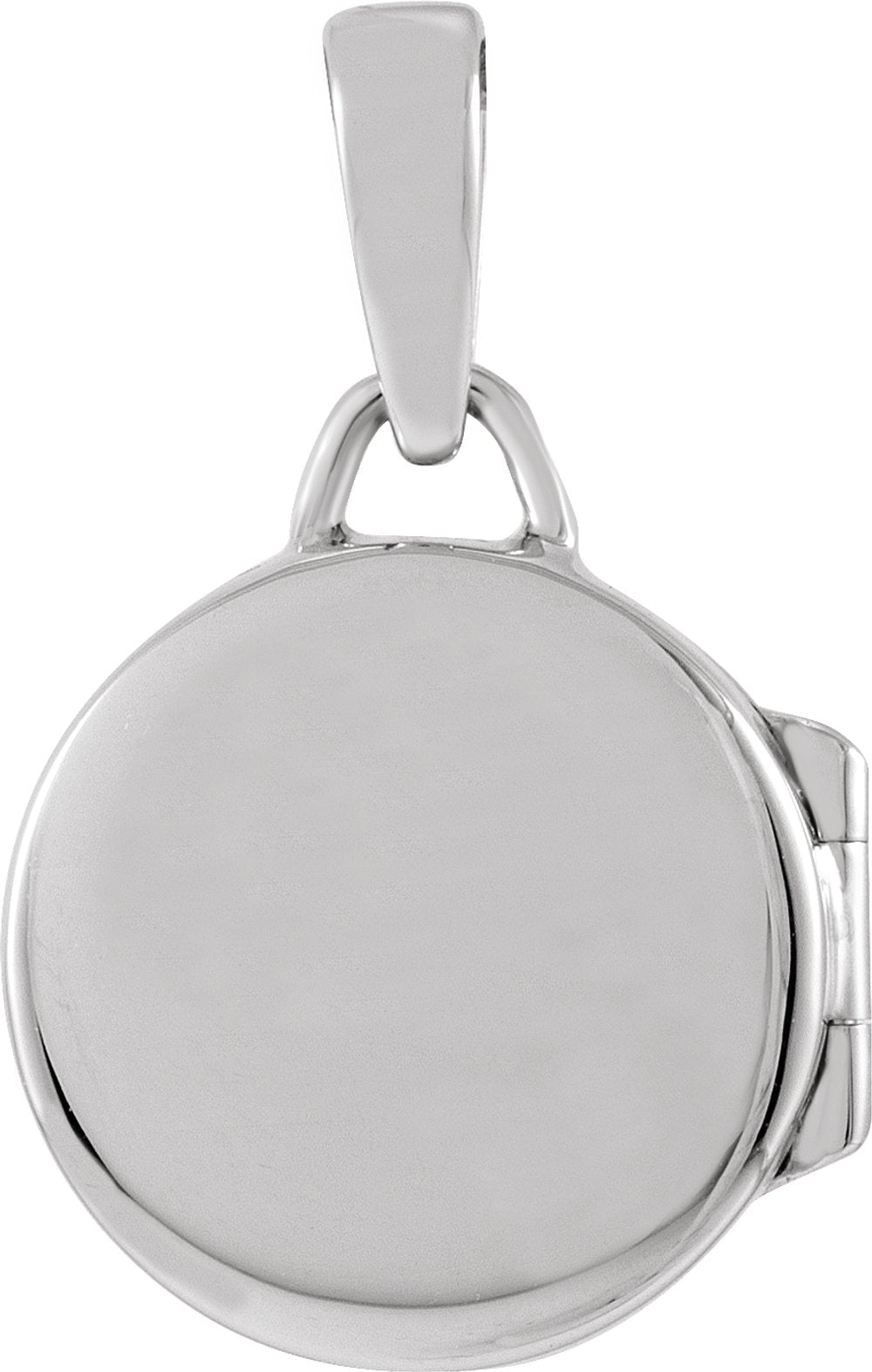 14K White Round Locket Pendant