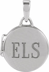 Rhodium-Plated Sterling Silver Round Locket Pendant