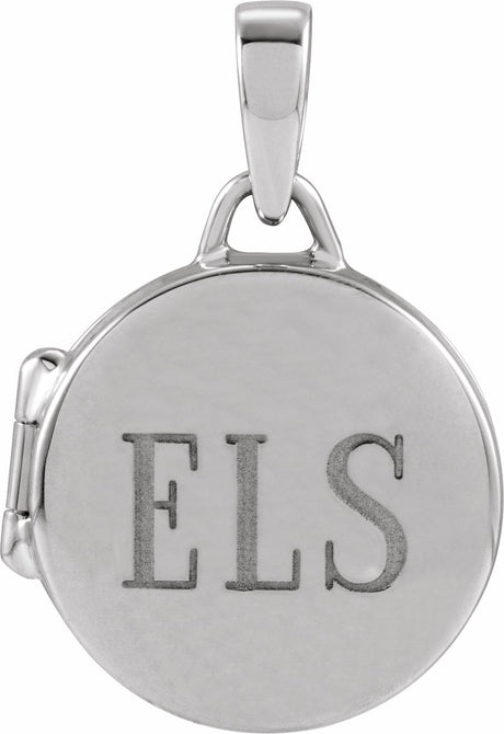 Rhodium-Plated Sterling Silver Round Locket Pendant