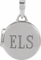 14K White Gold Round Locket Pendant