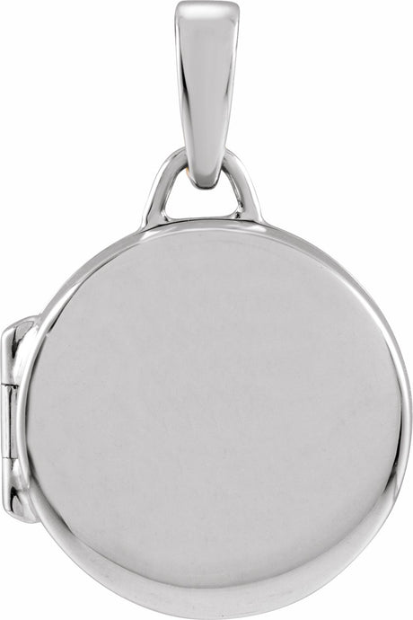 14K White Gold Round Locket Pendant