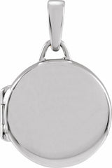 14K White Gold Round Locket Pendant