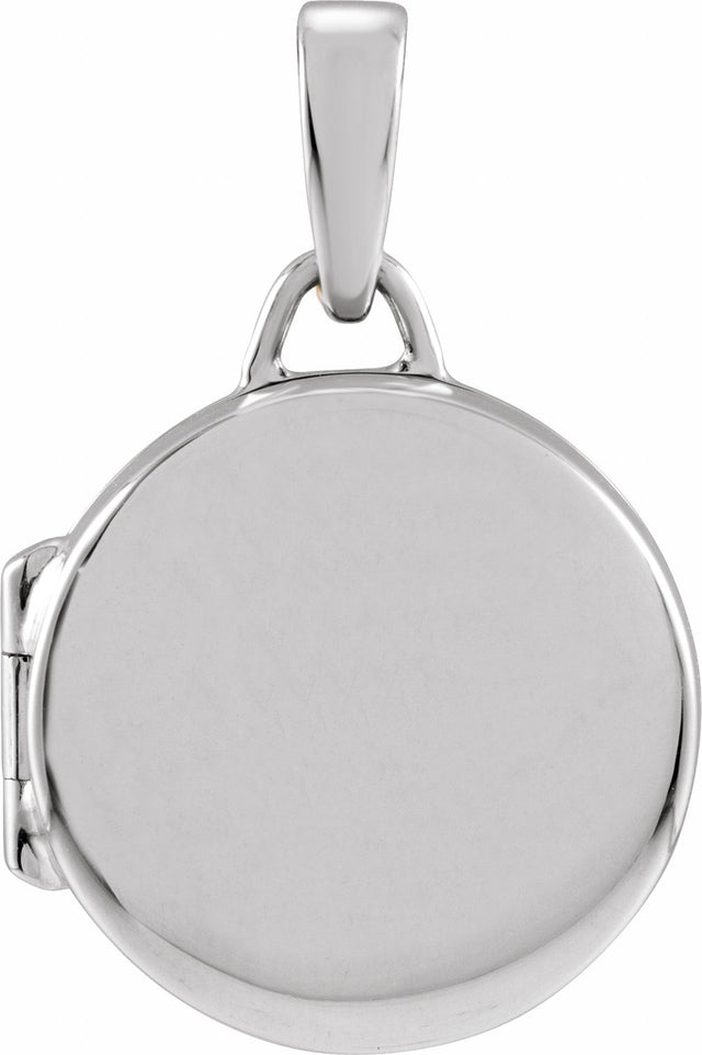 14K White Gold Round Locket Pendant