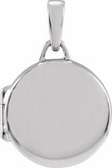 Rhodium-Plated Sterling Silver Round Locket Pendant