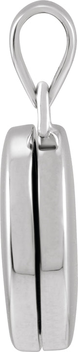 14K White Gold Round Locket Pendant