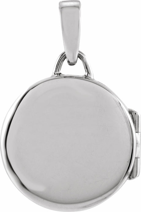 14K White Gold Round Locket Pendant