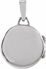 14K White Gold Round Locket Pendant