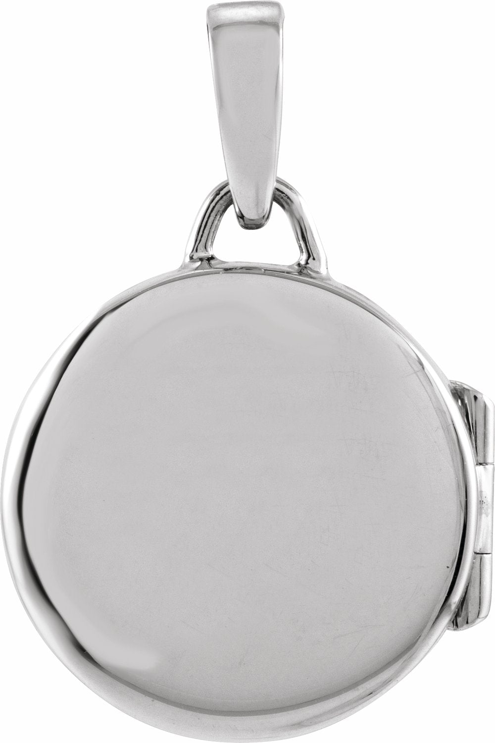 14K White Round Locket Pendant