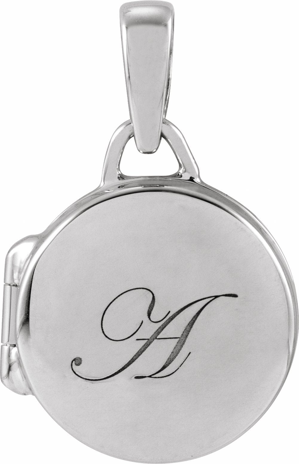 14K White Gold Round Locket Pendant