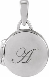 14K White Gold Round Locket Pendant