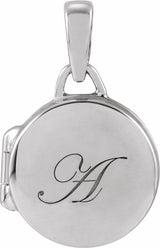 14K White Round Locket Pendant