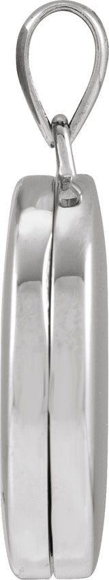 Rhodium-Plated Sterling Silver Round Locket Pendant